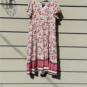 Papillon Blanc Floral Maxi Dress - Pink and White